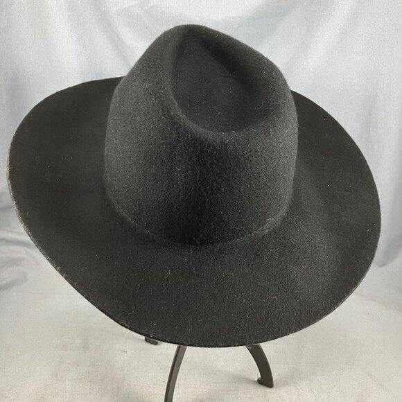 H & M Black Western Cowgirl Cowboy Hat Felted Wool - Picture 3 of 4